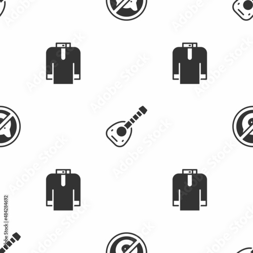 Set No pig, Lute and Shirt kurta on seamless pattern. Vector