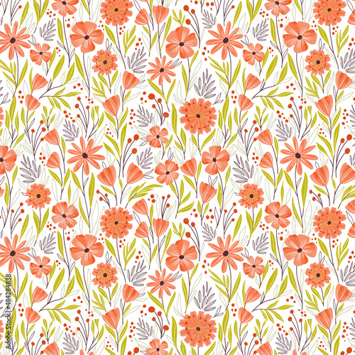 Orange Wild Lillies Flower Pattern