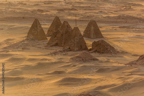 Aerial view of Barkal pyramids in the desert near Karima town, Sudan photo