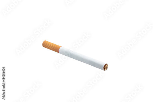 Yellow filter cigarette, isolated on a white background.