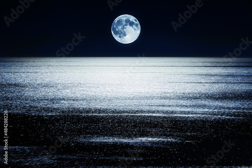 Full Moon setting over the Mediterranean Sea