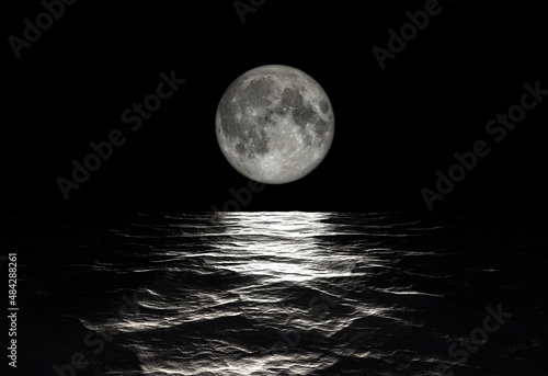 Full Moon setting over Choppy Waters © Cavan