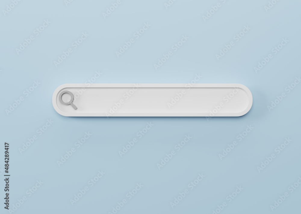 minimal blank search bar on blue background. web search concept. 3d rendering minimal blank search bar on blue background. web search concept. 3d rendering