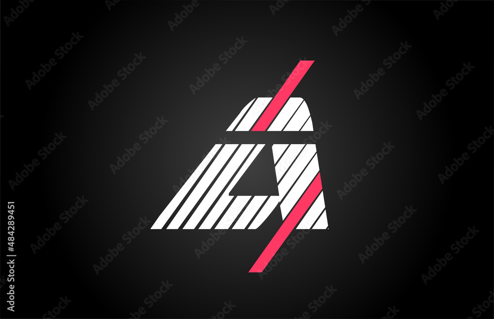 line design A alphabet letter icon logo design. Creative template for business and company with pink and white color