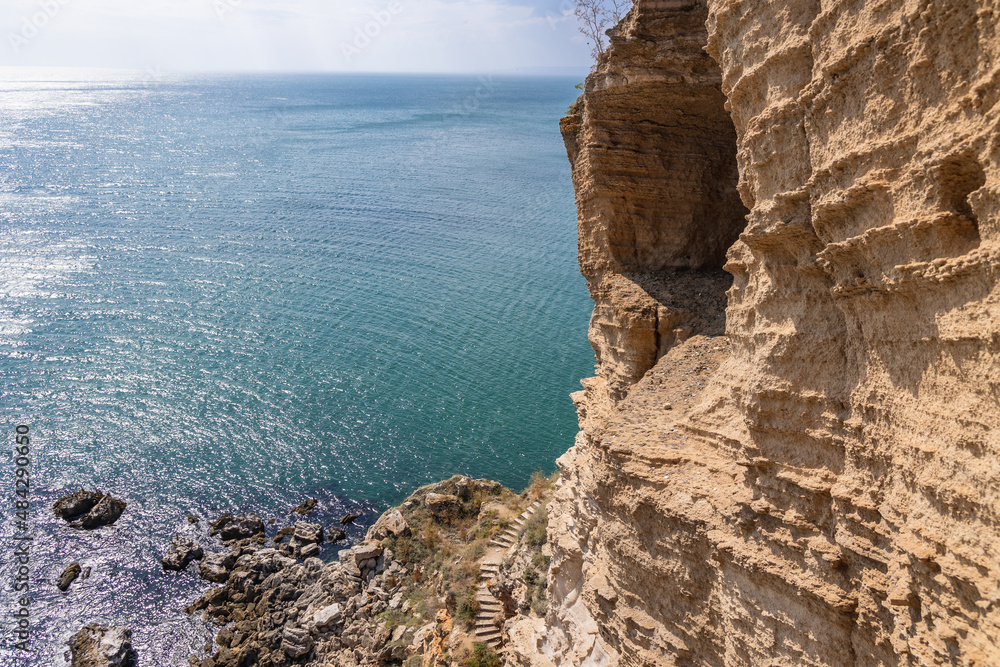 Rocks over Black Sea seen from Cape Kaliakra in Bulgaria