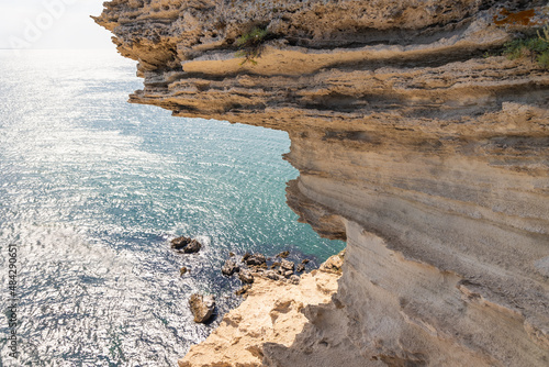 Rocks on a tip of Cape Kaliakra on Black Sea coast in Bulgaria photo