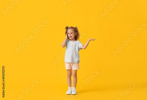 Adorable little girl talkin...