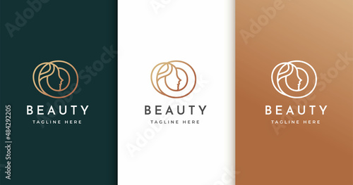 Minimalist letter o feminine logo design with luxury lines woman's face	