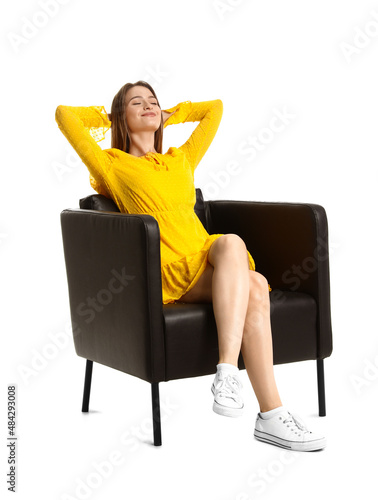 Pretty young woman resting ...