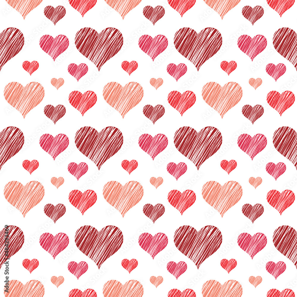 Hand drowns Valentine's heart, white background. Vector illustration of Valentine's day hearts seamless. isolated on white background. Hand drowns Valentine's heart, white background. Vector illustration of Valentine's day hearts seamless. isolated on white background.