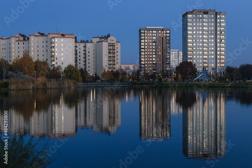 View on apartment buildings in Goclaw area of Warsaw city  Poland