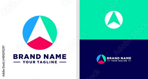 LETTER O LOGO ARROW NAVIGATION NEGATIVE SPACE SIMPLE EDITABLE