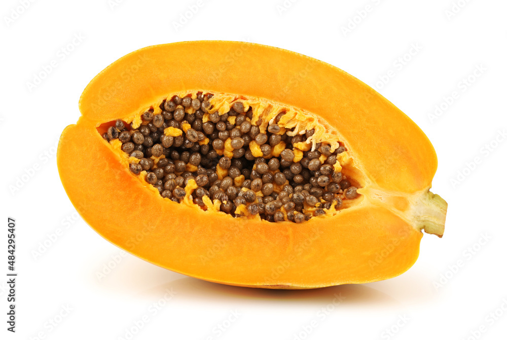 Papaya fruit sliced isolated on a white background Papaya fruit sliced isolated on a white background