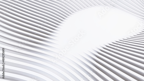 Abstract Curved Shapes. White Circular Background.