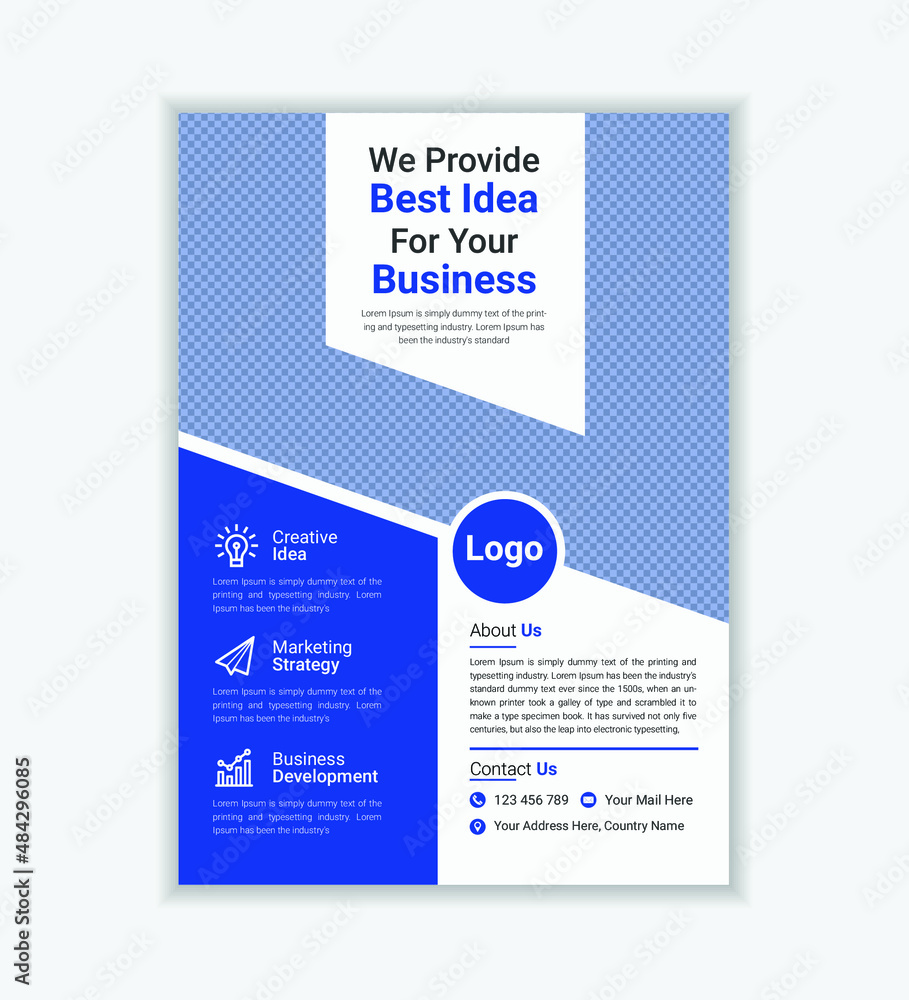 Creative Blue Corporate Business Flyer Template In A4