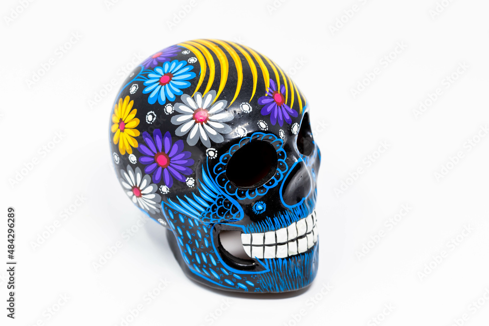 Traditional Mexican Patterned Ceramic Day of the Dead Skull