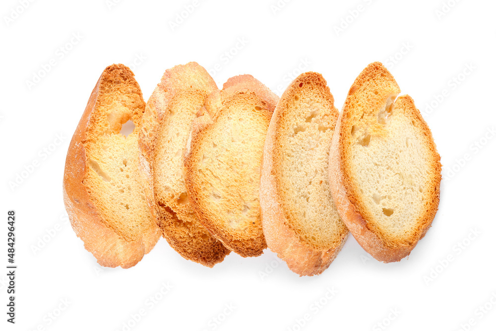 Fresh croutons isolated on white background Fresh croutons isolated on white background