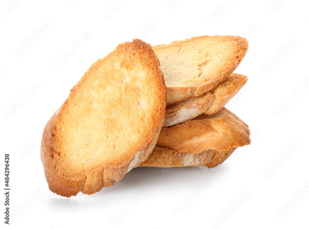 Fresh croutons isolated on white background Fresh croutons isolated on white background