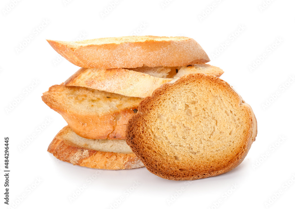 Fresh croutons isolated on white background Fresh croutons isolated on white background