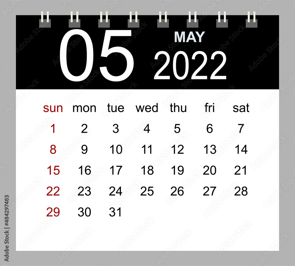 May 2022 Vector Monthly Calendar Template 2022 Year In Simple Style may-2022-vector-monthly-calendar-template-2022-year-in-simple-style