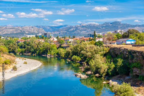 Podgorica city at Moraca riverside . Landscape with Balkans and river © russieseo