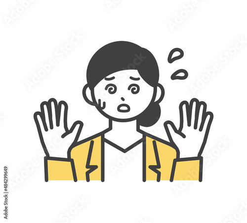 女性社員が焦っている表情のイラスト素材