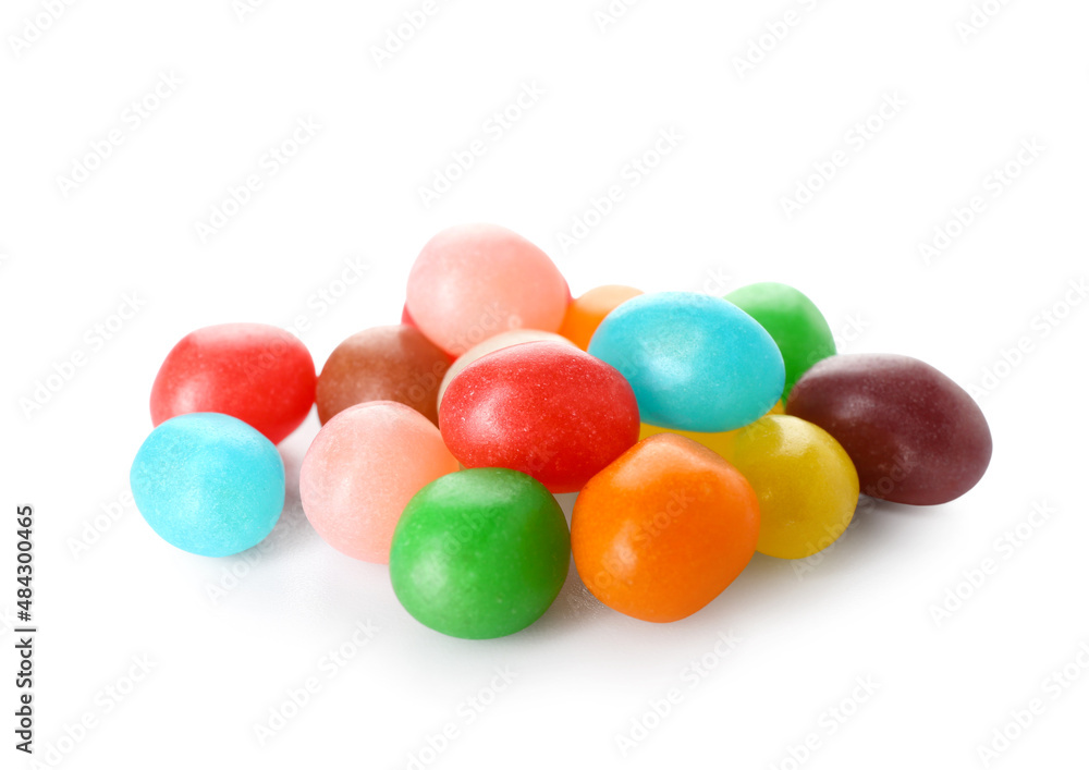 Multicolored jelly beans on white background Multicolored jelly beans on white background