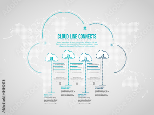 Cloud Line Connects Infographic