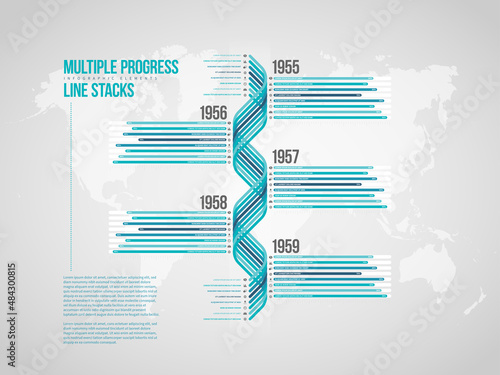 Multiple Progress Line Stacks Infographic