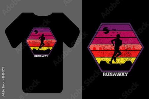 Mockup t shirt silhouette runaway sunset retro vintage