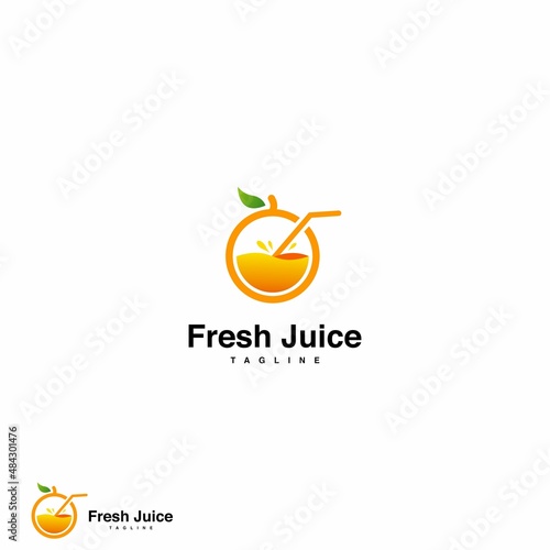 fresh juice logo design on isolated background. orange juice logo design icon template