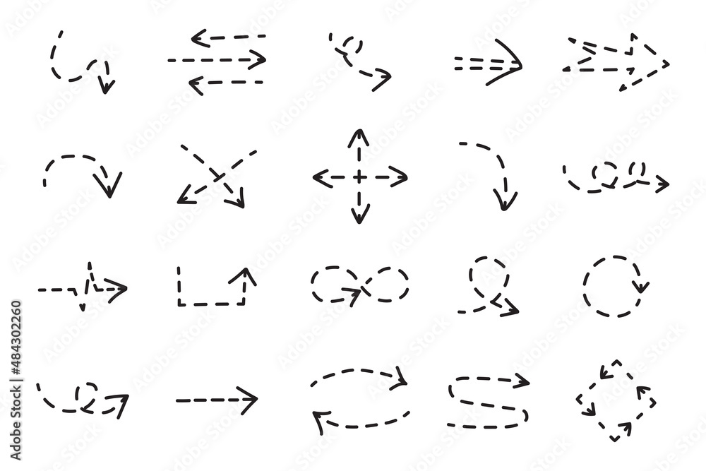 Different arrow icon set. Hatching art. Cartoon design. Simple style. Outline drawing. Vector illustration. Stock image. Different arrow icon set. Hatching art. Cartoon design. Simple style. Outline drawing. Vector illustration. Stock image.