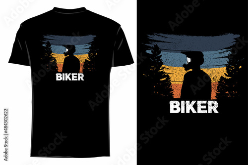 Biker silhouette t-shirt mockup retro vintage