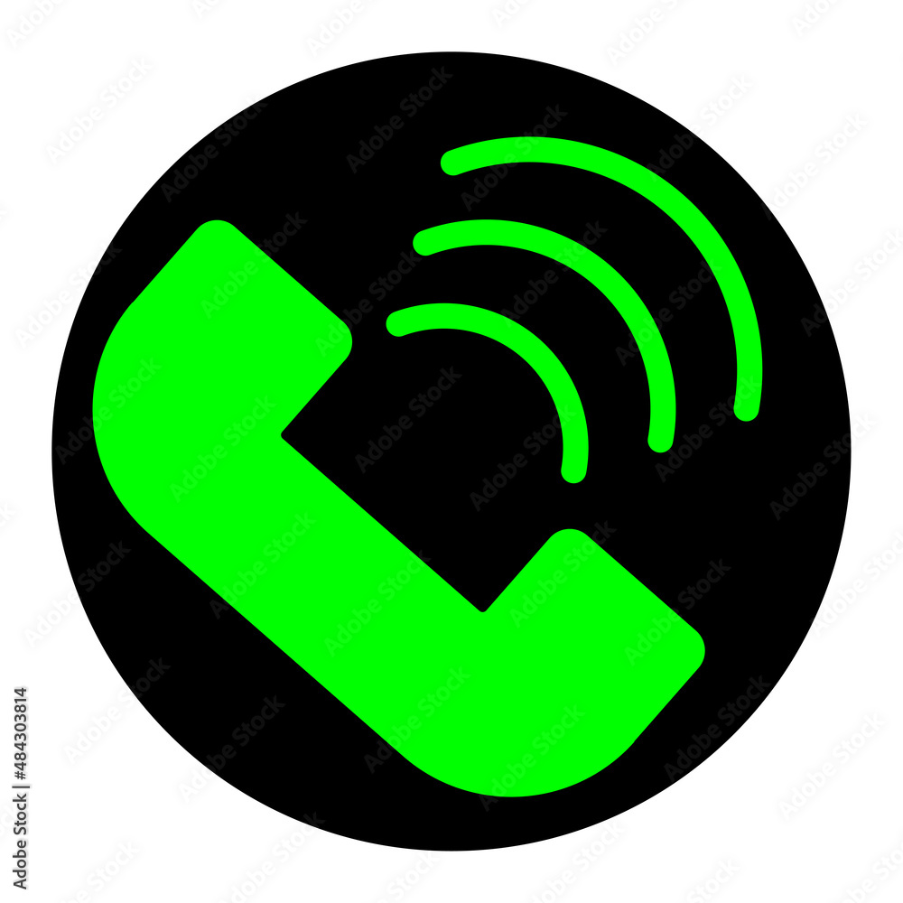 Take calling button. Green sign. Black circle. Technology concept. Modern art. Vector illustration. Stock image. Take calling button. Green sign. Black circle. Technology concept. Modern art. Vector illustration. Stock image.