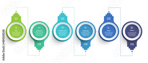 Steps business timeline process infographic template design with icons