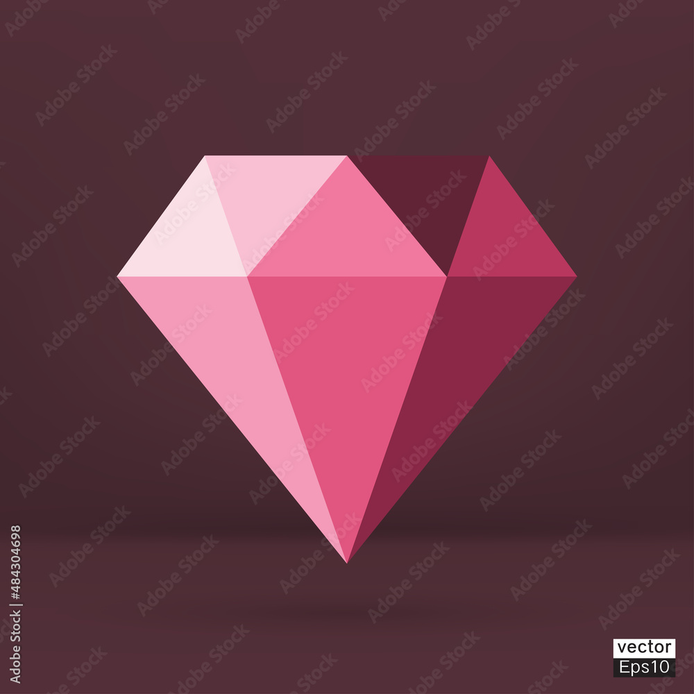 Pink diamond jewelry icon ion dark pink background vector. vector
