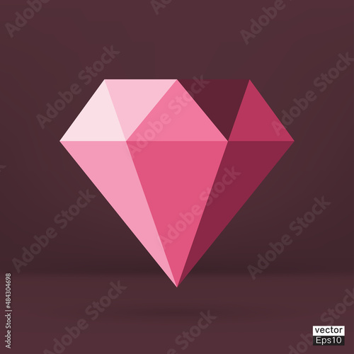 Pink diamond jewelry icon ion dark pink background vector. vector line icon.
