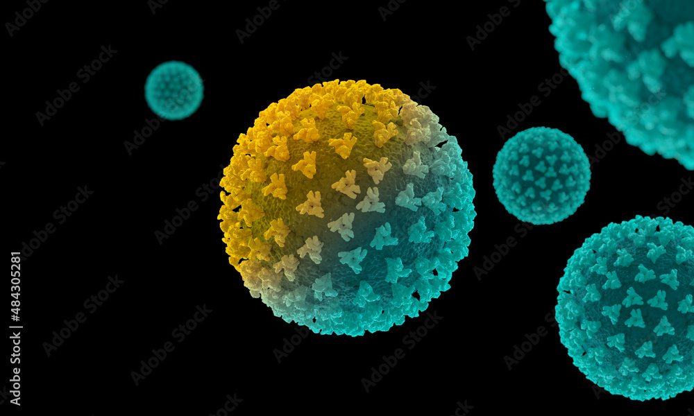 Coronavirus new variant. Black background.