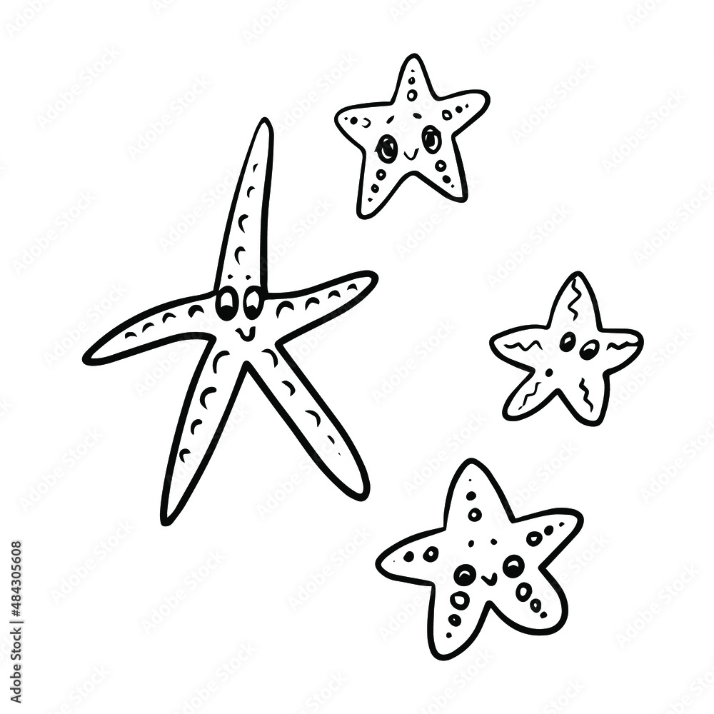 illustration vector doodle linear drawing cute sea starfish illustration vector doodle linear drawing cute sea starfish