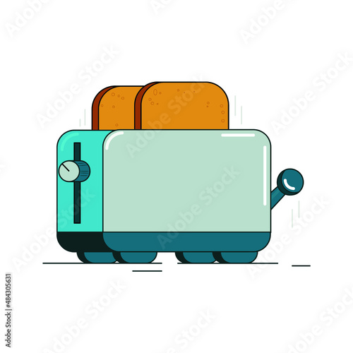 illustration vector household appliances toaster kitchen helper hot bread delicious breakfast 