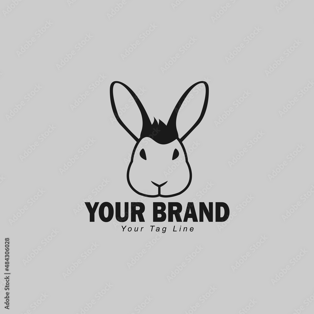 Fototapeta premium Vector illustration of bunny rabbit logo line art style simple design black outline
