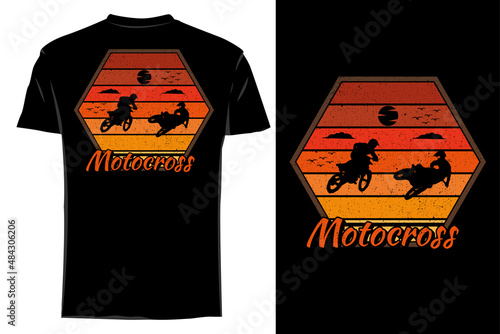 Duo motocross silhouette t shirt mockup retro vintage