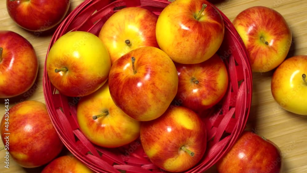 Fresh ripe red apples rotation background. Loop motion Fresh ripe red apples rotation background. Loop motion
