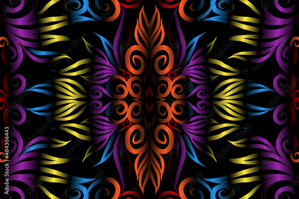 colourful caleidoscope classic gradient flower art pattern of traditional tenun batik ethnic dayak ornament for wallpaper ads background sticker or clothing colourful caleidoscope classic gradient flower art pattern of traditional tenun batik ethnic dayak ornament for wallpaper ads background sticker or clothing