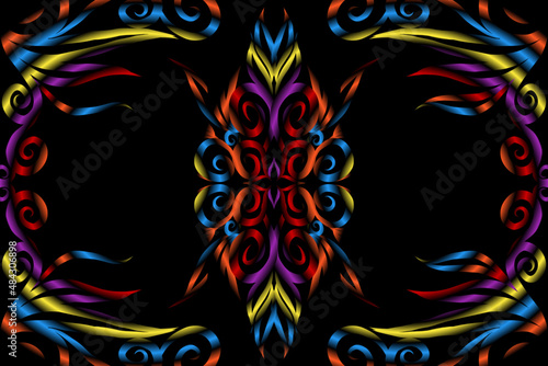 colourful caleidoscope classic gradient flower art pattern of traditional tenun batik ethnic dayak ornament for wallpaper ads background sticker or clothing