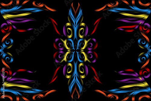 colourful caleidoscope classic gradient flower art pattern of traditional tenun batik ethnic dayak ornament for wallpaper ads background sticker or clothing
