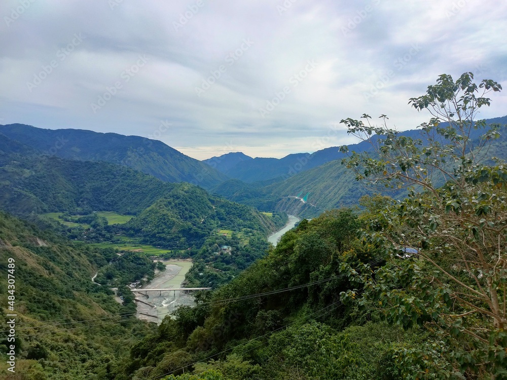 Mountain ranges and riverine landscape