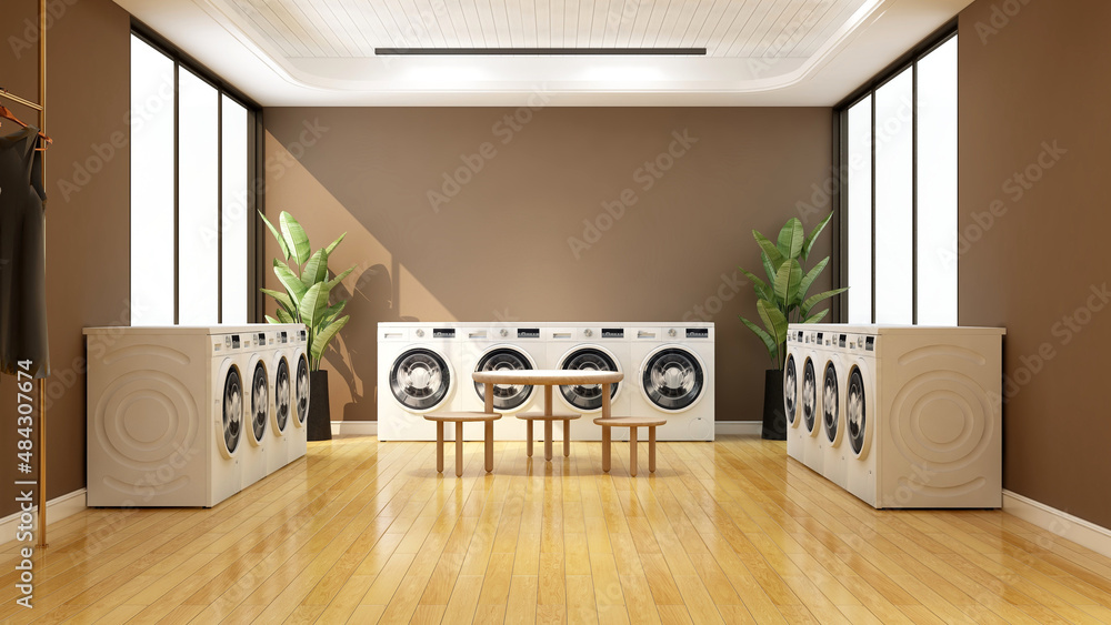 laundry interior design wall logo mockup Stock Illustration | Adobe Stock