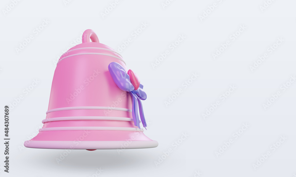 3d Valentine day Bell love icon rendering left view 3d Valentine day Bell love icon rendering left view