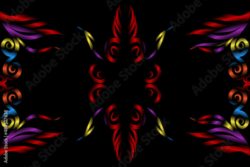 colourful caleidoscope classic gradient flower art pattern of traditional tenun batik ethnic dayak ornament for wallpaper ads background sticker or clothing